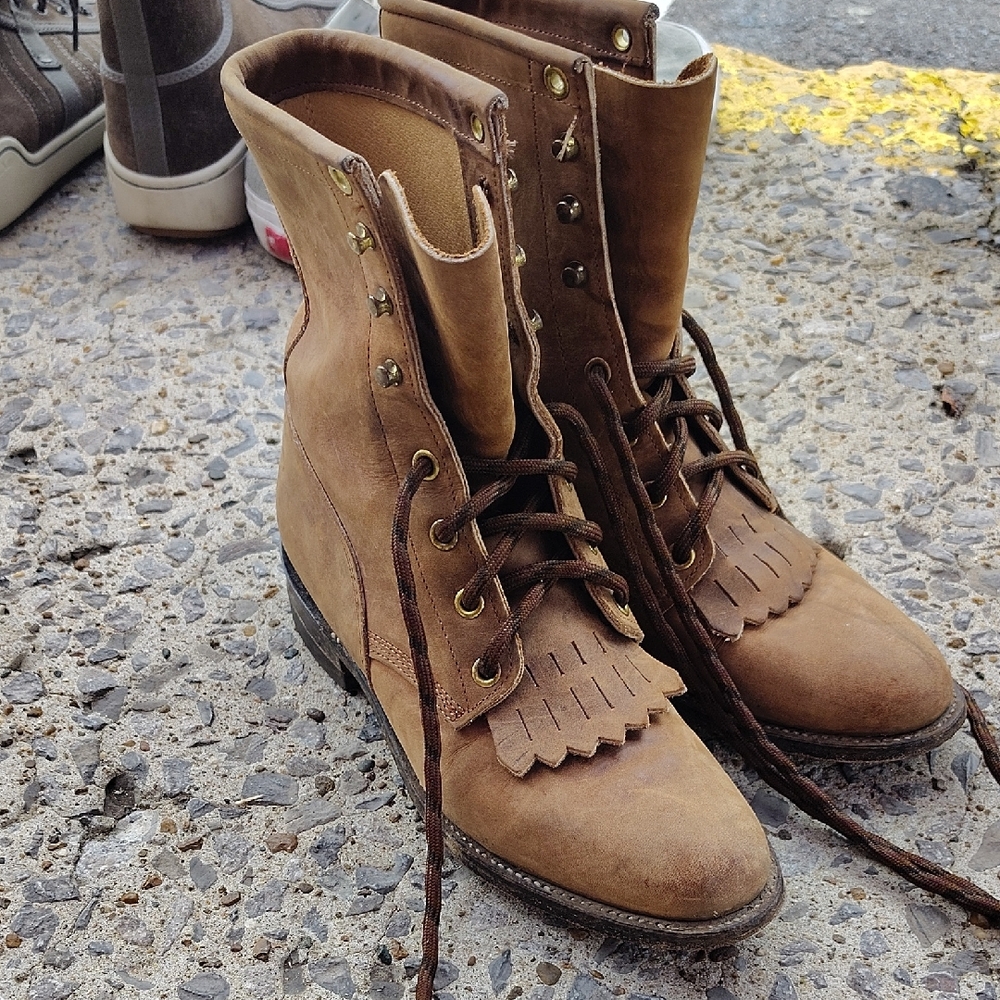 Justin Boots Brown Lace Up Women's Boots